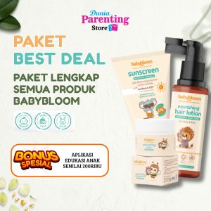 Paket Hemat Babybloom for baby & kids Nourishing Hair Lotion+ Daily Moisturizing Physical Sunscreen SPF 50+ PA++++ + Nourishing Balm