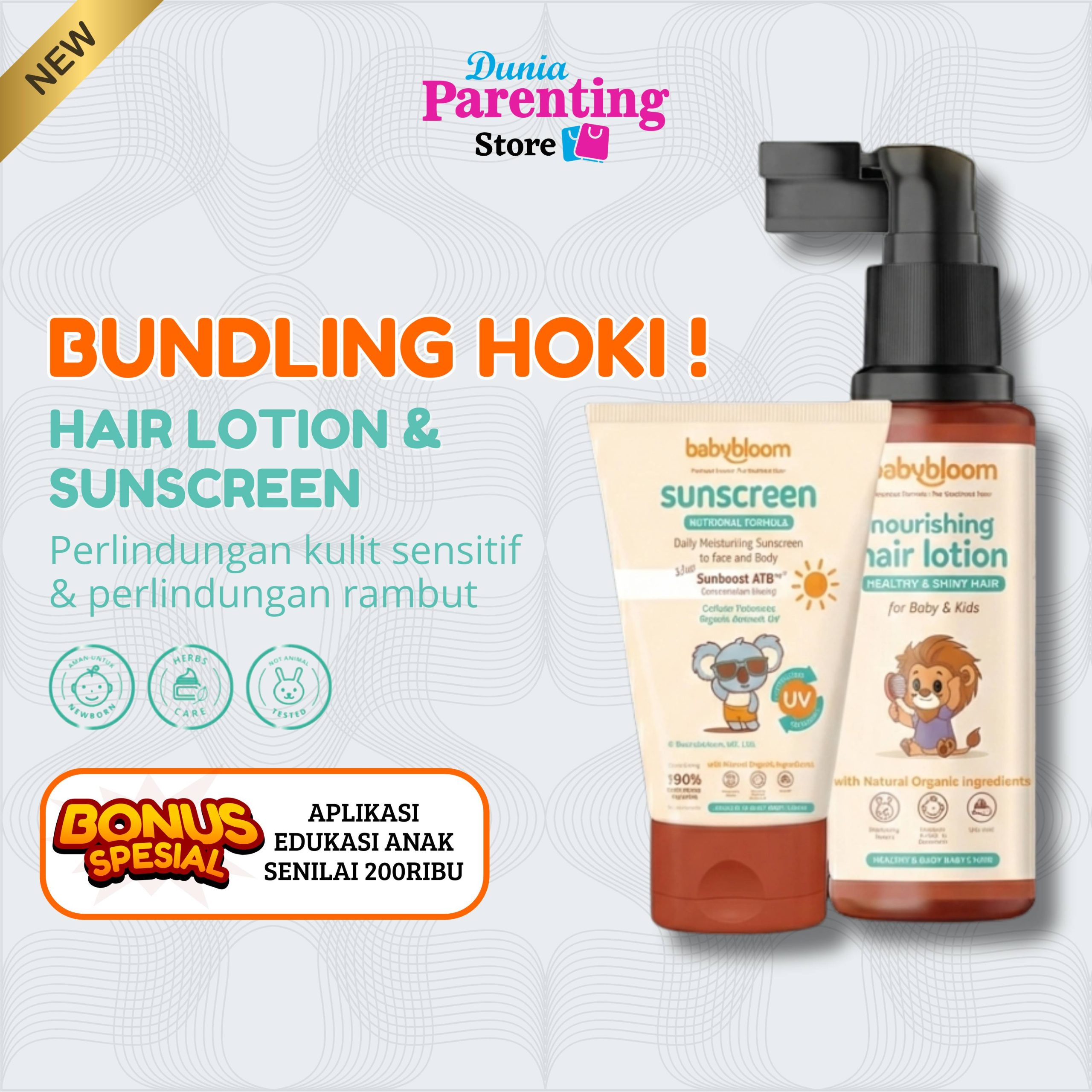 Babybloom - SPECIAL BUNDLING Physical Sunscreen Anak & Bayi 50 gr & Hair Lotion Baby 100 ml